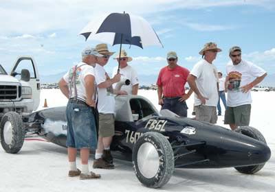 Frank Cutting and his Das Bullet at Bonneville Salt Flats
